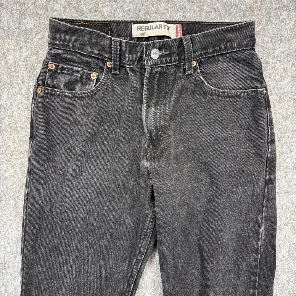 Vintage Levi's 505 Jeans Black 28 x 31 Straight Cotton Zip Lesotho 2006 Denim